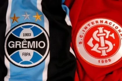 Imagem com o emblema dos dois maiores clubes de futebol do RS, Grêmio e Inter, que são craques na reciclagem de resíduos.