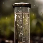 Foto de um pluviômetro que mede volume de agua das chuvas. O clima precisa ser monitorado