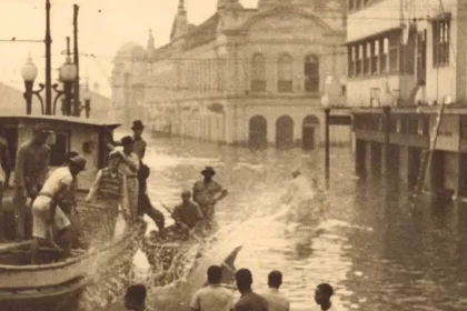 Foto da capa do livro A enchente de 41 em Porto Alegre foi retratada no livro de Rafael Guimaraens.