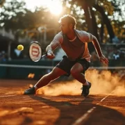 foto de um jogador de tênis numa quadra, um jogo de muita força mental