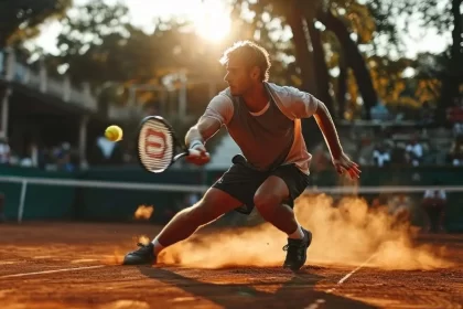 foto de um jogador de tênis numa quadra, um jogo de muita força mental