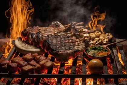 Foto de um churrasco assando, precisamos reduzir consumo de carne