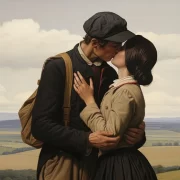 Imagem de um casal com roupas do século XIX. O amor em Goethe