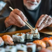 Foto gerada por IA de um velho sushiman japonês