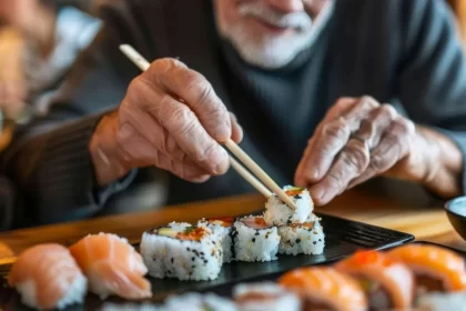 Foto gerada por IA de um velho sushiman japonês