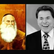 Montagem de uma foto de Sílvio Santos ao lado de Isaac Abravel, seu ancestral distante