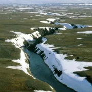 Foto de uma região do permafrost na Rússia, que contém muito metano aprisionado