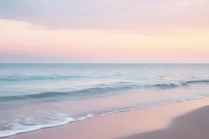 Foto da beira de praia com raios em tom róseo