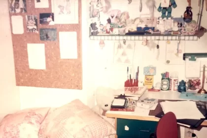 Foto do quarto da autora quando tinha 13 anos, quartos da infância