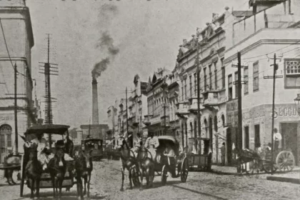 Foto antiga do Caminho Novo, atual Voluntários da Pátria, on de o pai do comendador estabeleceu-se