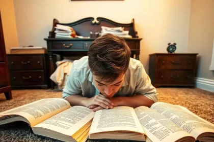 Foto de um jovem deitado de bruços com vários livros à frente. Autor fala de leitores