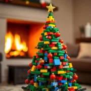 Gerada por IA, mostra uma árvore de natal feita de lego. Autora do final do ano.