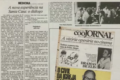 Foto montagem do antigo coojornal, com matéria sobre o diálogo como terapia