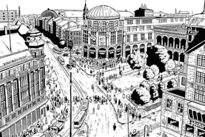 Ilustração mostra o centro de Berlim nos anos 20 na graphic novel também chamada Berlim