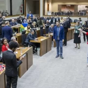 Foto do plenário da Câmara de Vereadores de Porto Alegre, no dia da votação dos projetos de concessões. Catadores conseguiram impedir votação