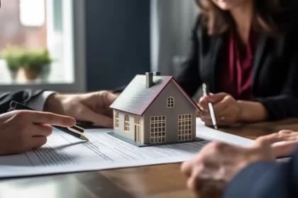 Uma casa em miniatura em cima de uma mesa, com várias pessoas. Autor discute o Direito Real de habitação.