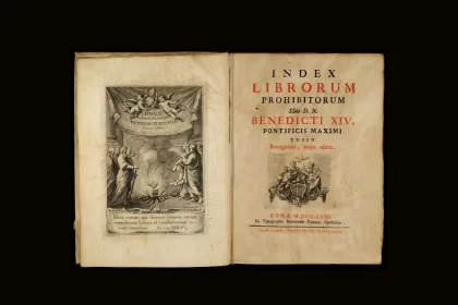 Livro da igreja chamado Index Librorum Prohibitorum, que continha o cancelamento de livros e autores