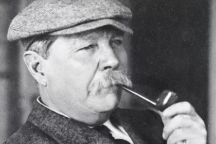 Foto do escritor Conan Doyle, autor de Sherlock Holmes, que soube explorar o saber indiciário